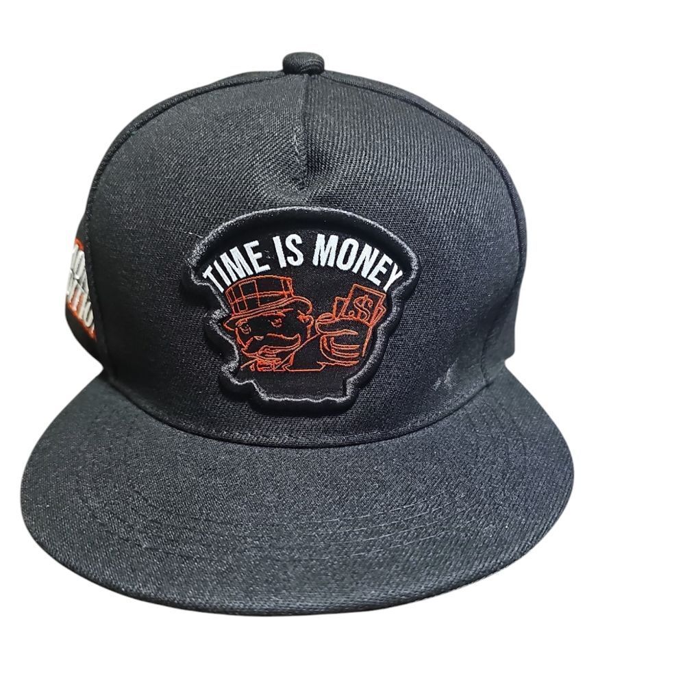 MONOPOLY$TIME IS MONEY 💲snapback hat black and red